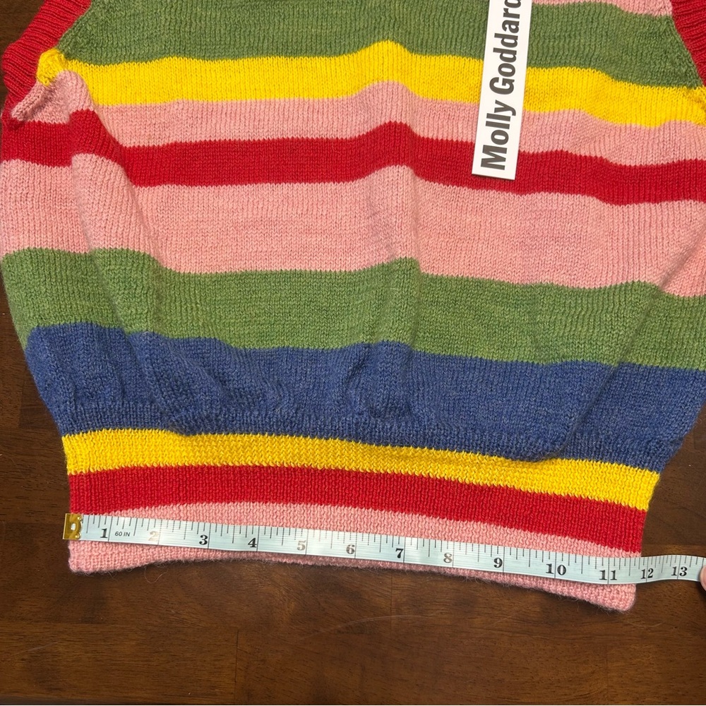 NWT Molly Goddard Blair Striped Wool Sweater Vest Size in Red Pink Blue Green XS - Picture 12 of 13